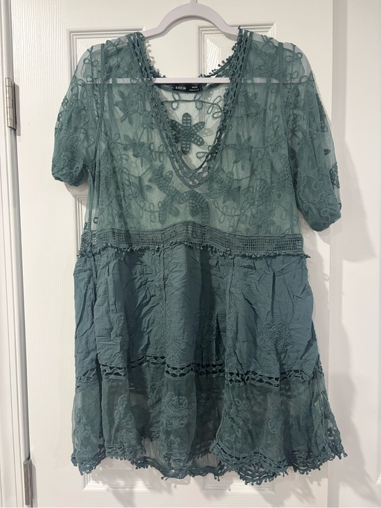 SHEIN Dresses & Skirts - Green lace swim cover